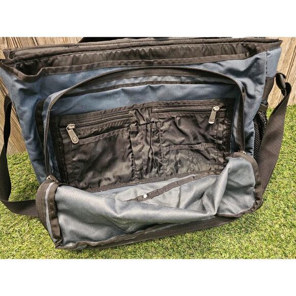 VTG Vintage Nike Crossbody Laptop Messenger Bag Teal Black Backpack Y2K - Picture 7 of 9